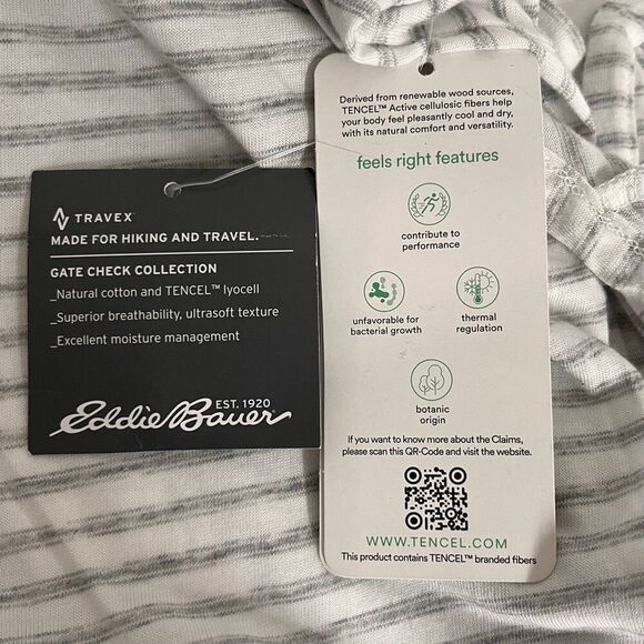 Eddie Bauer White And Gray Striped Wrap Shirt   Womens Size XL   NWT - Picture 5 of 6